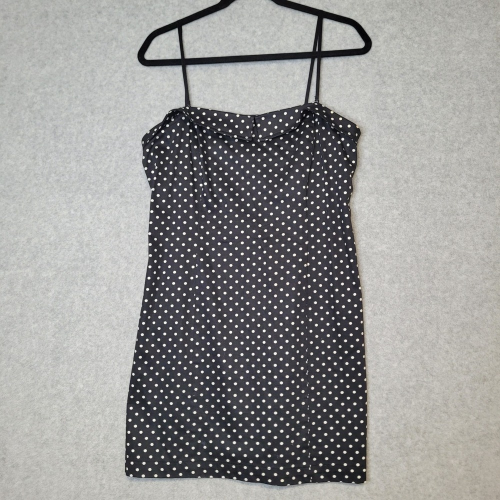 Guess Black White Polka Dot Mini Dress Women's XL Adjustable Straps Coquette